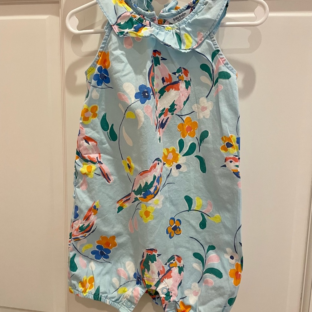 Baby Boden Girls Floral Romper, 12-18 mos